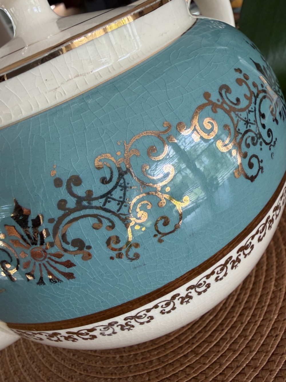 VINTAGE SADLER TEAPOT Turquoise with Gold Trim. England Teapot - Picture 6 of 8